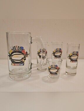 NASCAR Bar Set - Beer Mug Shot Glass and 3 Shooter Glasses